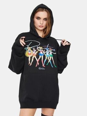 Sailor Moon x Primitive Graphic Black pullover Hoodie unisex Oversized small